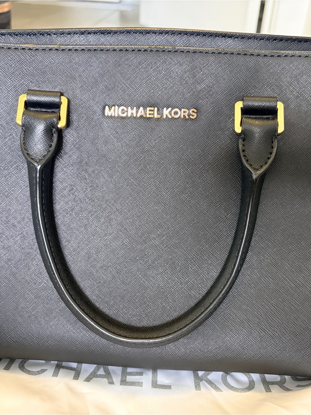 Michael Kors Black Tote with Gold Hardware Interior